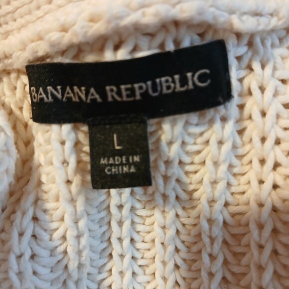 Banana Republic Women's Chunky Cream Ribbed Knit Cardigan SZ L - Picture 7 of 8
